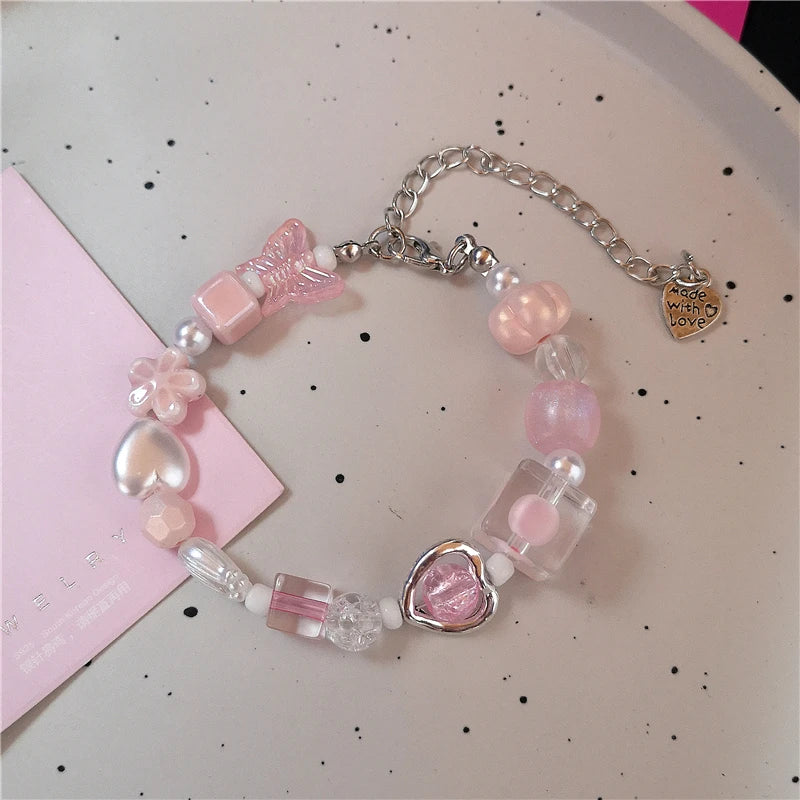 Y2K Cute Butterfly Cross Flower 8 Ball Mushroom Beaded Bracelet For Girl Kawaii Halloween Anime Grunge Aesthetics Accessories