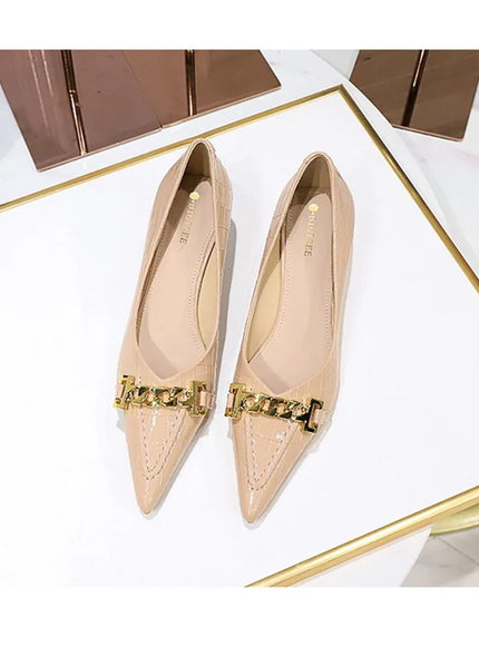 Fashion Metal Chain Decoration Women Pumps Shallow Mouth