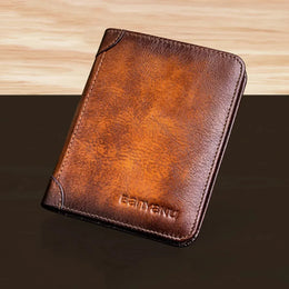 Genuine Leather Wallet for Men RFID Blocking Thin Multifunctional Credit Card Holder Short Money Bag Purse Mens Bifold Wallet