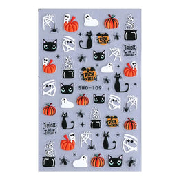 1pcs Halloween Nail Stickers Pumpkin Ghost Spider Skull Design Cute Adhesive Slider Decals DIY Manicure Decor