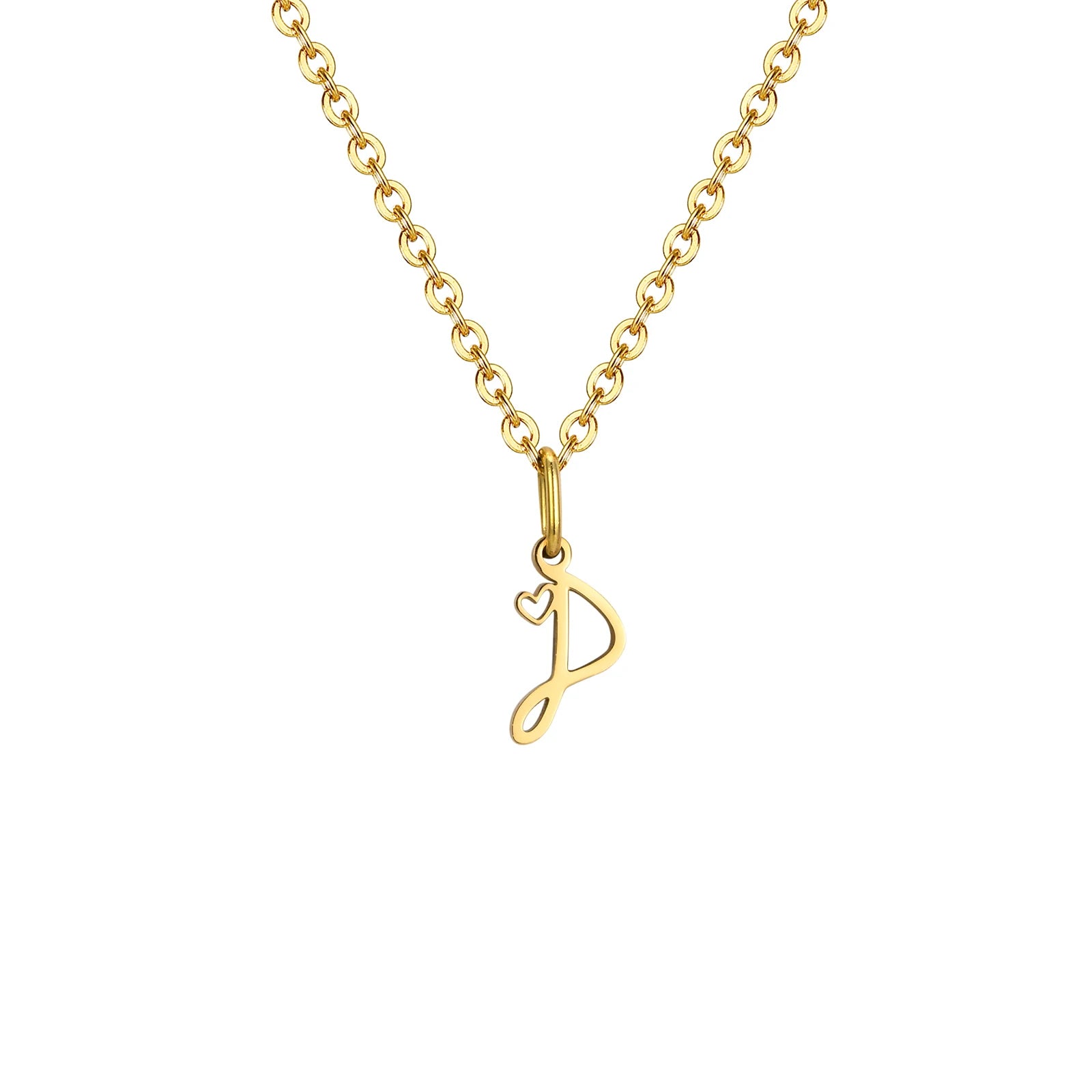 Dainty Heart Initial Necklace for Women, Gold Plated A-Z Letter Pendant, Waterproof Stainless Steel Monogram Jewelry, Personaliz