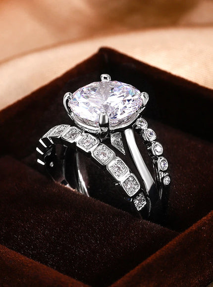KissIcon Zircon Shape S925 Silver Ring Women Sparkling AAAA