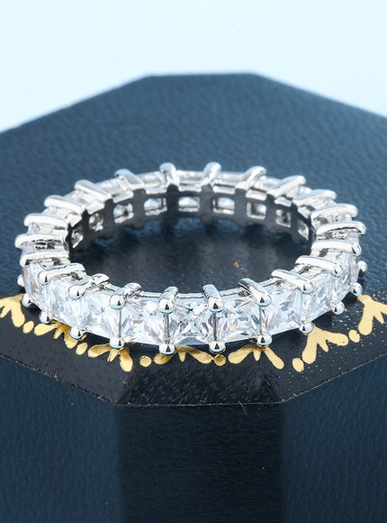New Women's Simple Zircon 925 Silver Ring AAAA Shiny Zircon Wedding Ring Fashion Eternal Promise Ring Couple Ring Christmas Gift