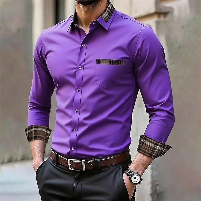 Men's iron-free long-sleeved lapel shirt, casual and comfortable long-sleeved shirt, spring and autumn inner shirt, plus size