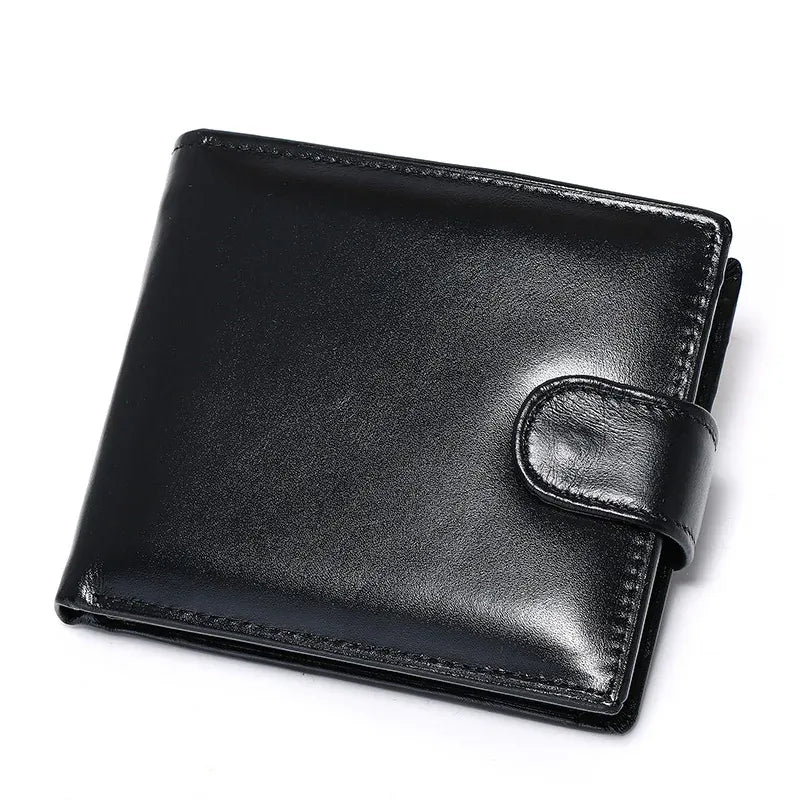 Leather Mens Wallet with Coin Pocket Genuine Leather Wallet for Men Short Style