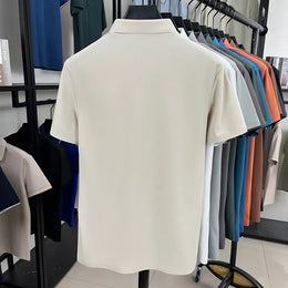 Men's Seamless Polo Shirt - Breathable Nylon-Spandex Blend, Reinforced Collar & Matching Buttons (12 Colors, M-4XL)