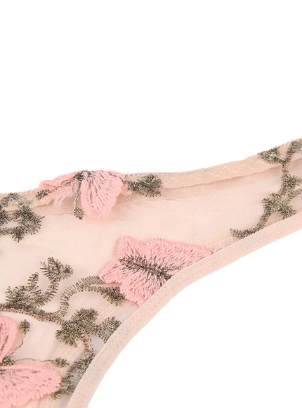 Plus Size Romantic Butterfly Women Bra and Panties Erotic Embroidery Underwear Set Erotic Sexy Lingerie Set
