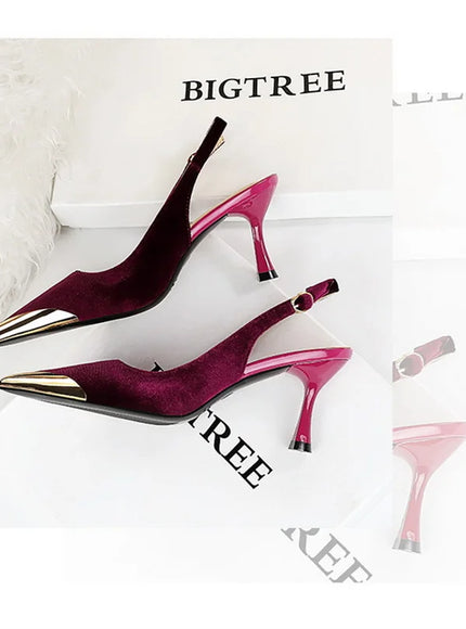 Elegant Women Green High Heel Velvet Pumps Wedding