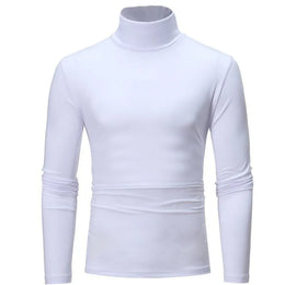 1/2pcs Autumn  Winter Men's High Neck T-shirt Slim Fit Fashion High Elastic Long Sleeve Casual Breathable Apparel Pullover