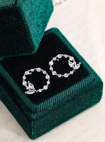 Korean Earrings Simple Silver Simple Geometric Round Garland AAAA Zircon Earrings Fashion 925 Silver Jewelry Christmas Gift