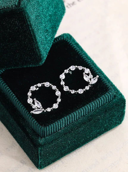 Korean Earrings Simple Silver Simple Geometric Round Garland AAAA Zircon Earrings Fashion 925 Silver Jewelry Christmas Gift