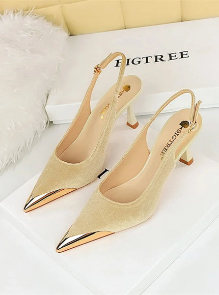 Elegant Women Green High Heel Velvet Pumps Wedding