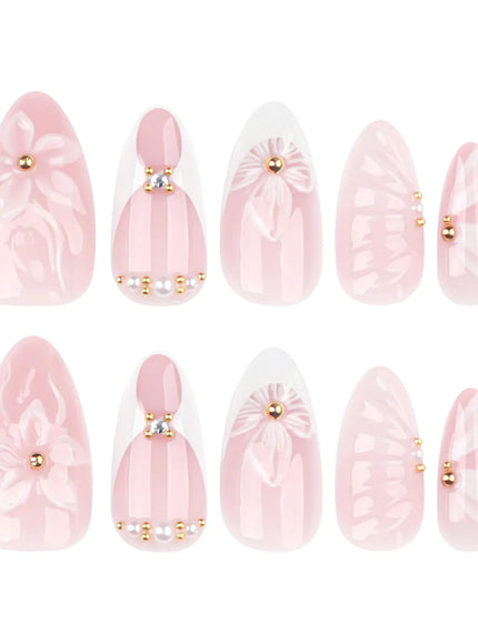 Kiss Icon Classic French 3D Flowers False Nails