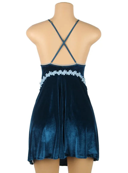 Plus Size/Big Size Luxury Velvet Lingerie Babydoll Chemise For Fat women sexy sleepwear  nighty for Ladies M-5XL