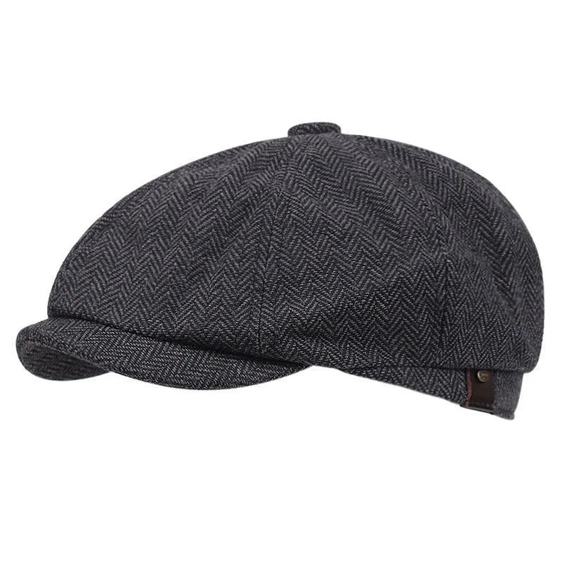 Men's Tweed British Newsboy Hat Herringbone Gatsby Hat Street Hats Octagonal Brim Hat Four Seasons Hip Hop Beret Painter Hat