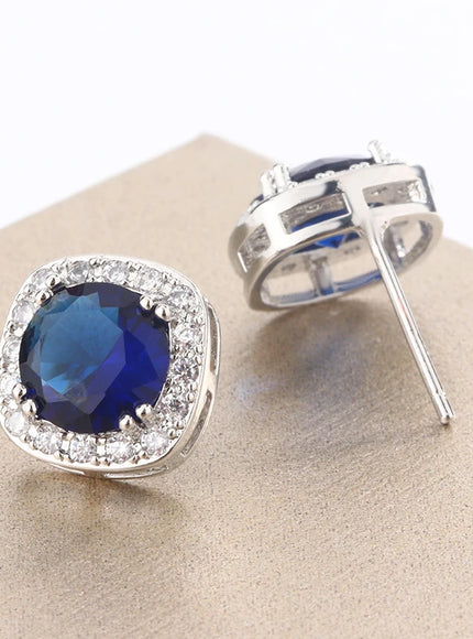 KissIcon Geometric Blue Red Stud Earrings - Everyday Shine