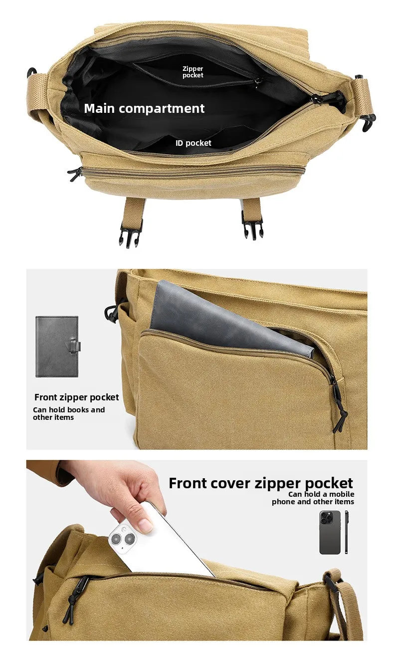 Men's Casual Crossbody Bag Large Capacity Single Shoulder Bag Commuter Mailman Bag Lightweight Leisure Backpack for Business