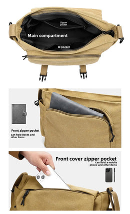 Men's Casual Crossbody Bag Large Capacity Single Shoulder Bag Commuter Mailman Bag Lightweight Leisure Backpack for Business