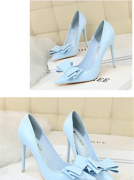Fashion Sweet Women High Heel Shoes Blue Yellow