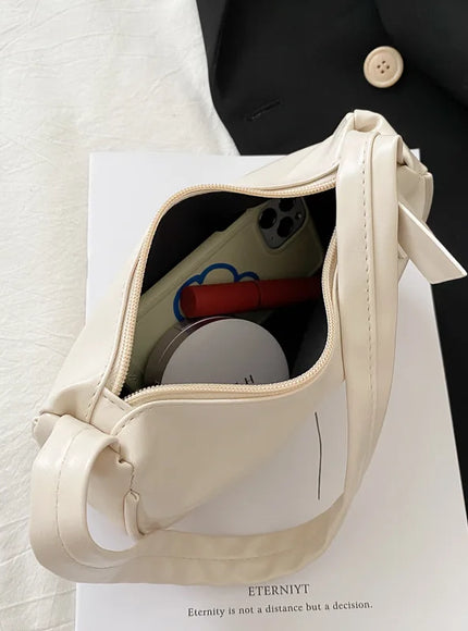 New Retro Soft PU Leather Women Shoulder Underarm Bags Casual Solid Color Small Top-Handle Handbags Ladies Fashion Shoulder Bags