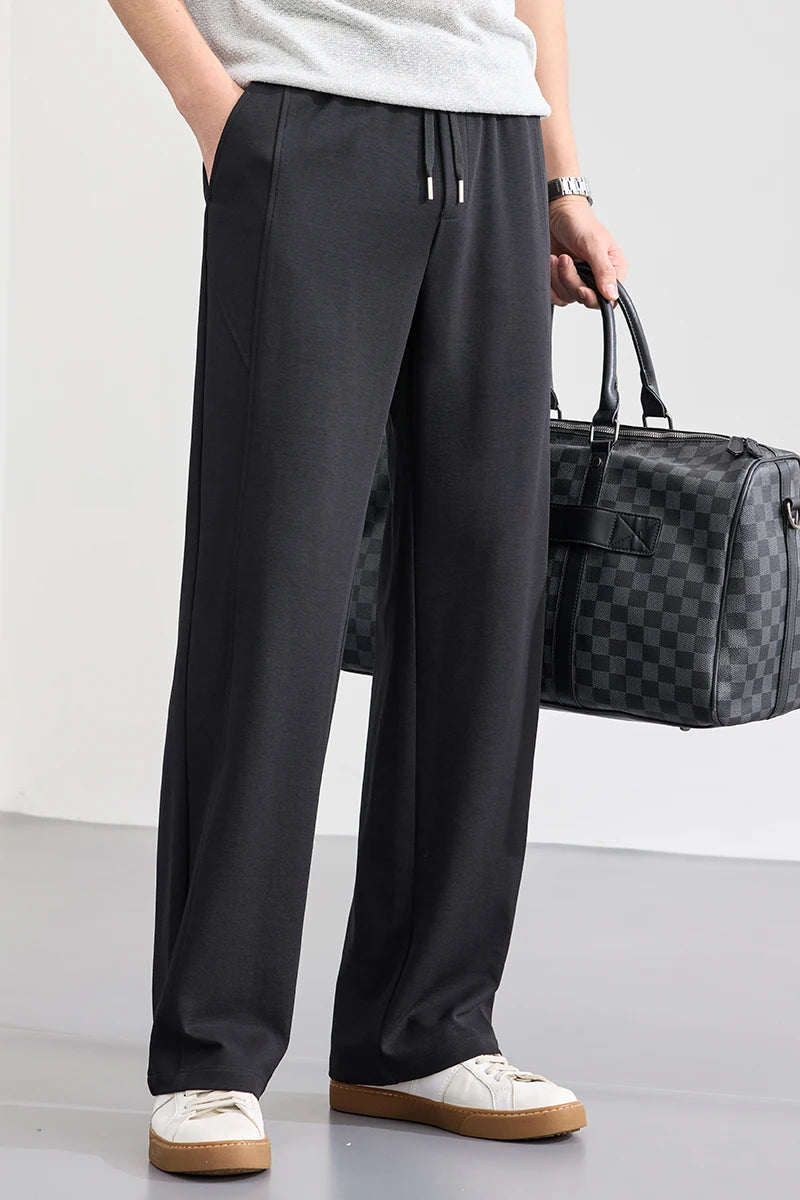 Lyocell Cotton Men's Casual Pants Breathable Straight Leg Loose Fit Elastic Waist Ice Silk Quick Dry Trousers Spring Summer 2026