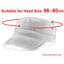 VOBOOM Washed Cotton Military Cadet Army Caps for Men Unique Design Adjustable Vintage Flat Top Hats with Air Hole