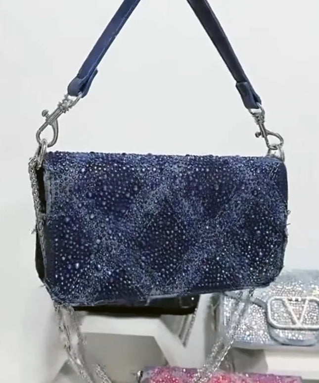 2025 Elegant And Fashionable Underarm Bag Women Shoulder Bag Denim Diamond Handbag Chain Crossbody Bag Suitable For Daily Use