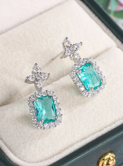 KissIcon 925 Sterling Silver Earrings -Green Zircon Sparkle