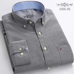 Men's 100% Cotton Smart Casual Shirt Long Sleeve Plaid Oxford Casual Solid Color Print Regular Fit Dress Shirt Oversized  6XL