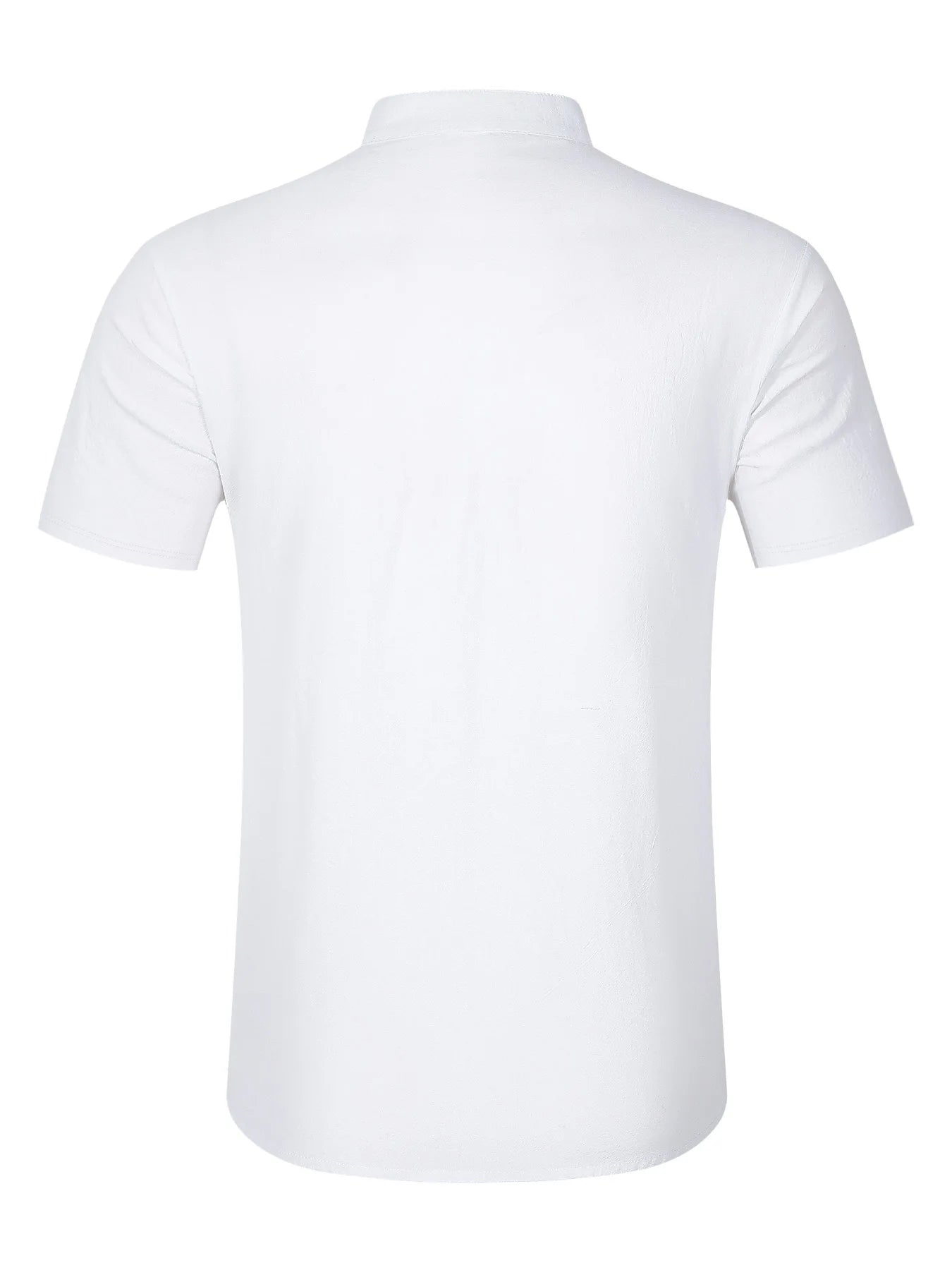 2025 Autumn Cross-Border Men's Cotton and Linen Stand Collar Short Sleeved Shirt, Loose Casual Henley Shirt for Men