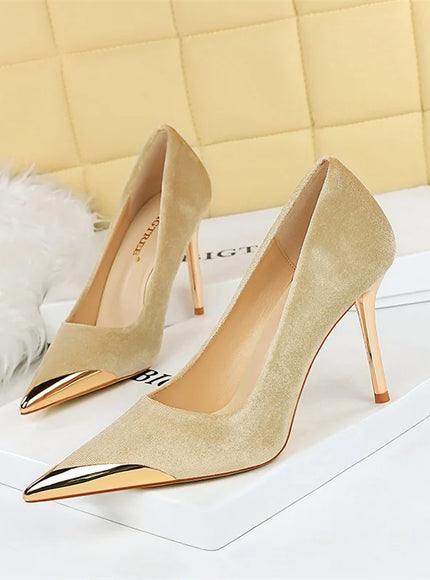 Women Fashion Comfort Suede High Heels Green Burgundy