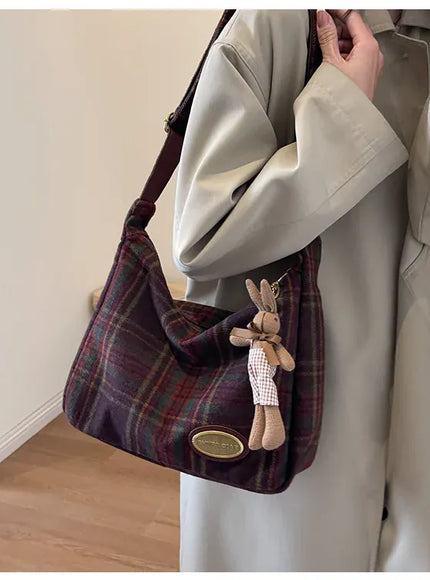 American Vintage Plaid Wool Crossbody – Shoulder