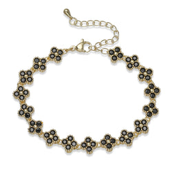HECHENG, Bijoux Colorful Flower CZ Stone Brass Metal Bracelet/Necklace,Lobster Clasp, Adjustable, Minimalist Romantic Jewelry
