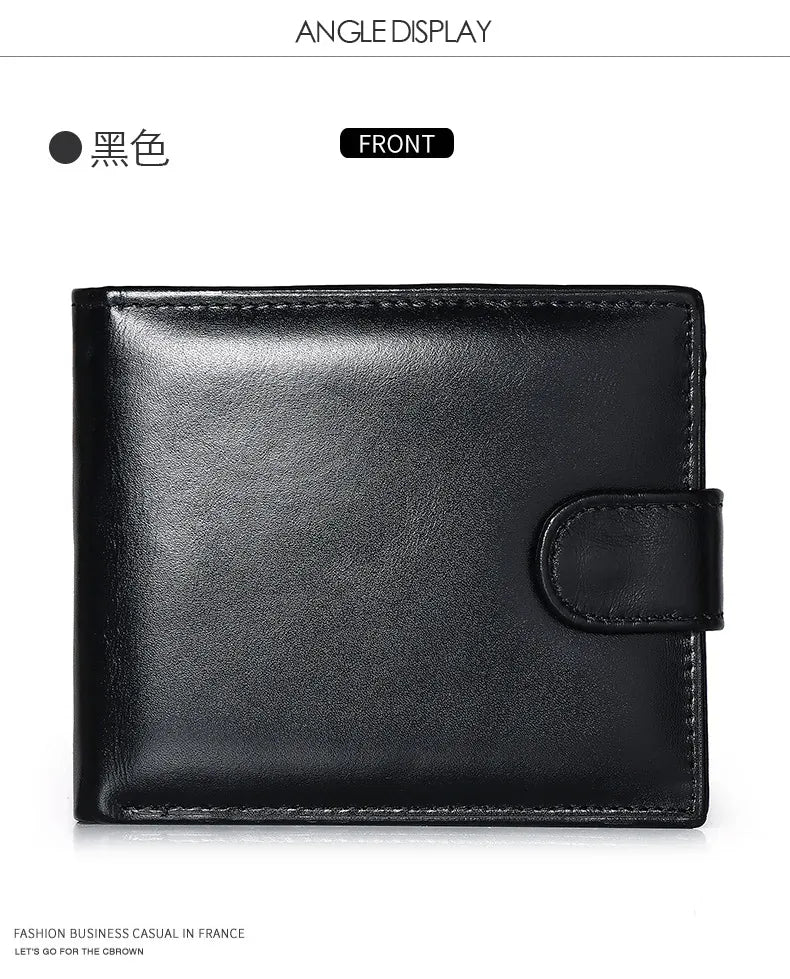 Leather Mens Wallet with Coin Pocket Genuine Leather Wallet for Men Short Style
