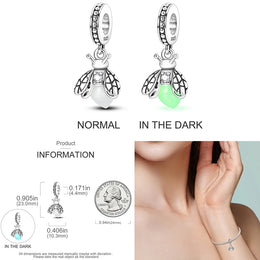 925 Sterling Silver Tree of Life Bead Luminous Firefly Dangle Butterfly Charms Fit Original Bracelet DIY Jewelry Gift for Women