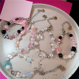 Y2K Cute Butterfly Cross Flower 8 Ball Mushroom Beaded Bracelet For Girl Kawaii Halloween Anime Grunge Aesthetics Accessories