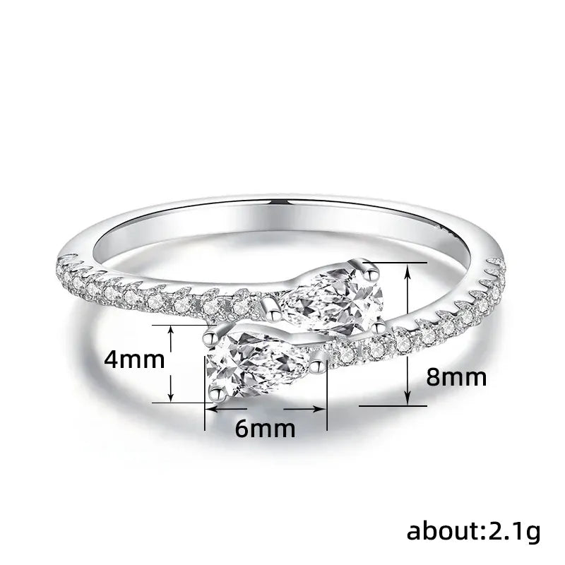KissICON 925 Sterling Silver Bright Zirconia Finger Ring Female Accessories for Engagement Ceremony Fashion Dainty Chic Wedding Jewelry