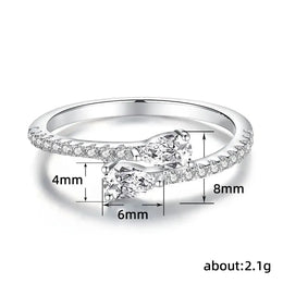 KissICON 925 Sterling Silver Bright Zirconia Finger Ring Female Accessories for Engagement Ceremony Fashion Dainty Chic Wedding Jewelry