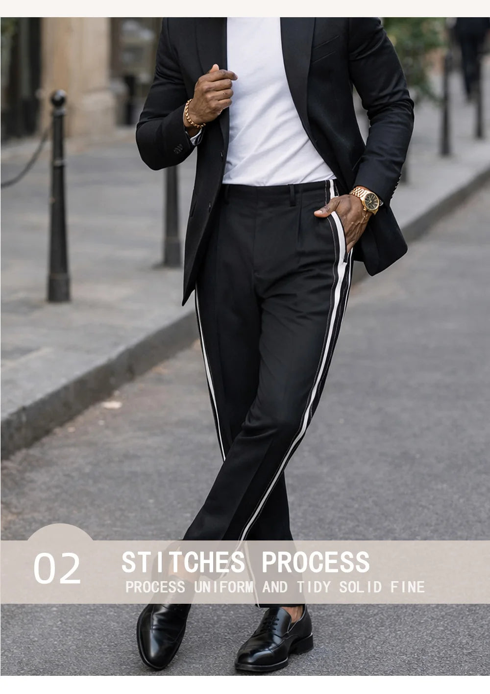 2026 Spring Summer Color Block Spliced Men Business Straight Pants Color Block Spliced  Straight Leg Men Business Pants