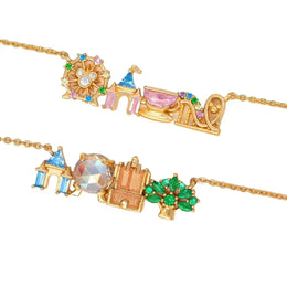 18K Gold Plated Colored Zircon Inlaid Amusement Park Pendant Necklace Cute Sweet Design Versatile Fashion Jewelry Girl 's Gift