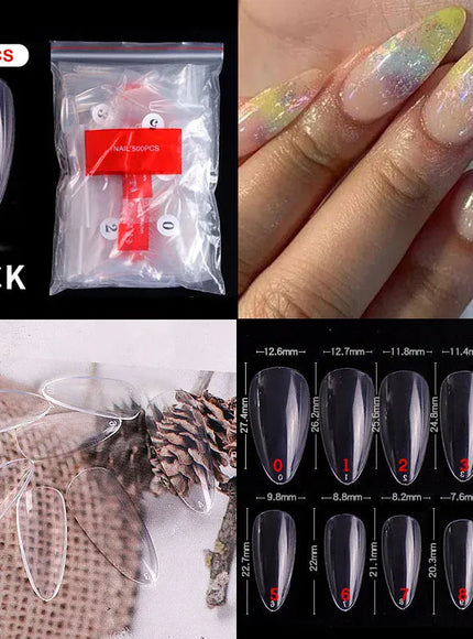 Mid Length Press On Nails Clear Natural 500pcs