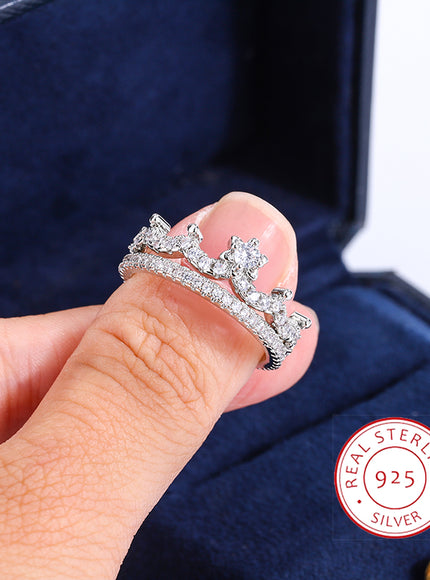 KissIcon Luxury Crown Ring Pair - Sparkling CZ Jewelry