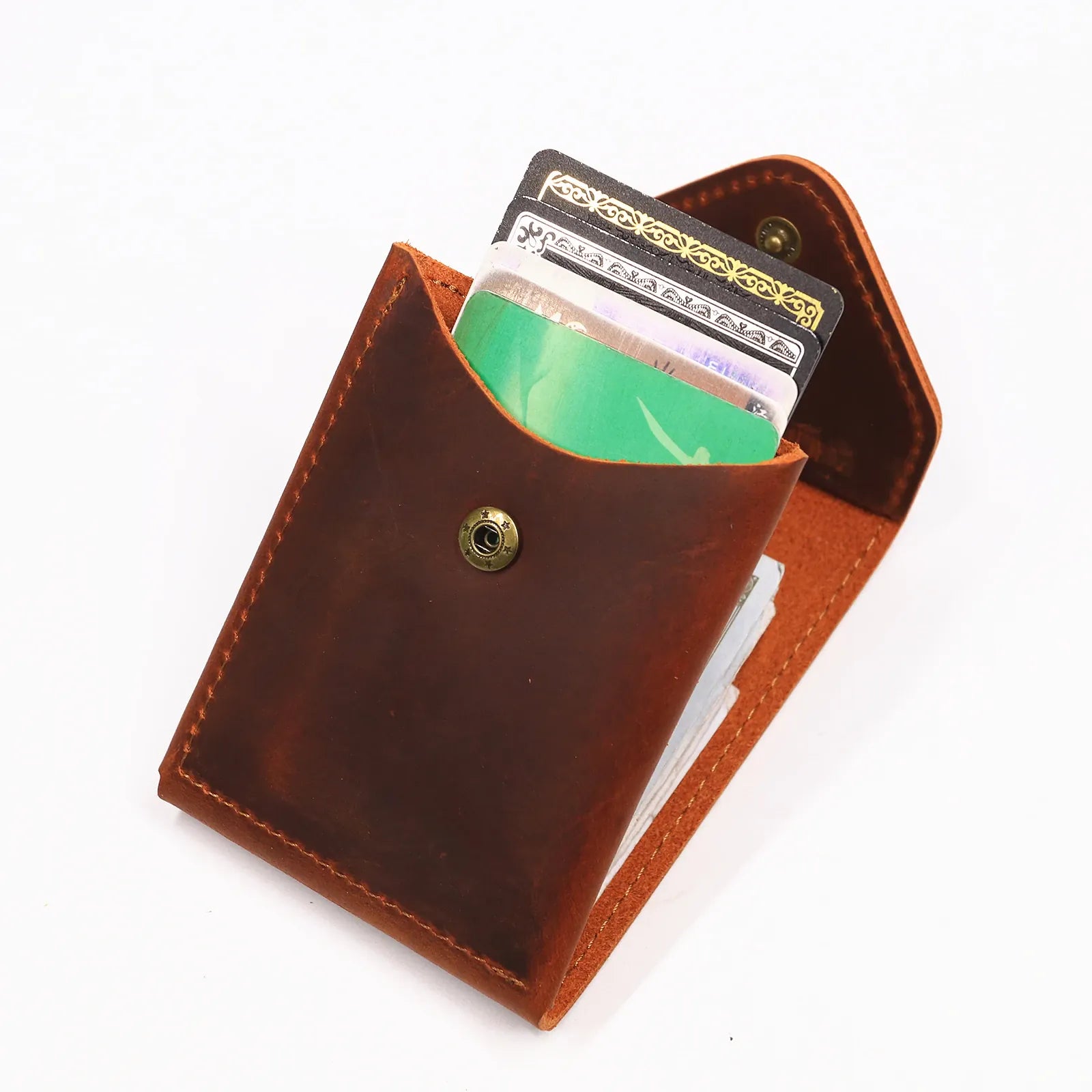 Genuine Leather Wallet For Men Male Real Cowhide Short Slim Minimalist Men's Cash Wallet Credit Card Holder With Flap Closure