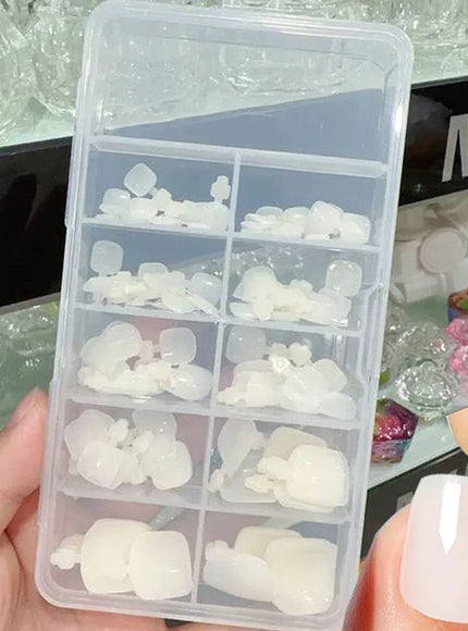 KissIcon Short Square Fake Toe Nails Box Natural
