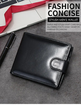 Leather Mens Wallet with Coin Pocket Genuine Leather Wallet for Men Short Style