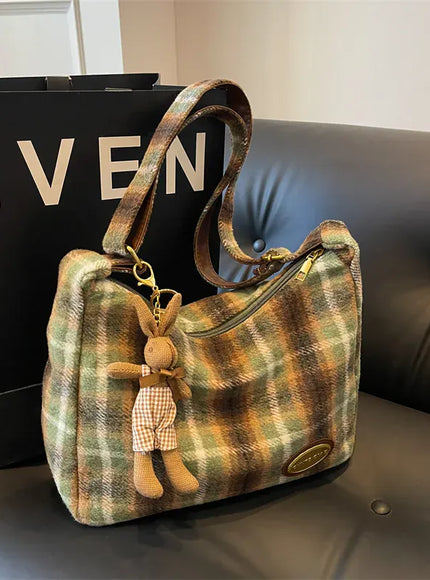 American Vintage Plaid Wool Crossbody – Shoulder