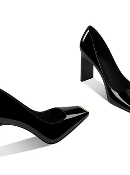 Women Heel Solid Leather Popular Ladies Working Pumps