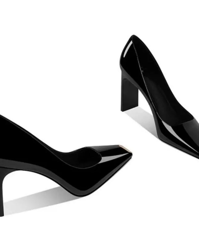 Women Heel Solid Leather Popular Ladies Working Pumps