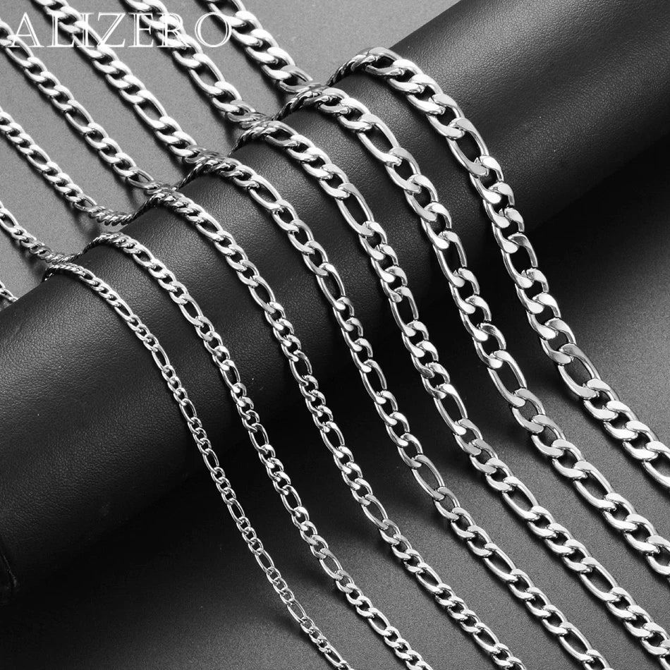 Men's 925 Sterling Silver Necklace 2/4/6/8/10/12MM 40-75cm Figaro Chain Necklace Lobster Clasp Men Women Engagement Jewelry