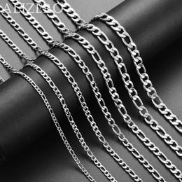 Men's 925 Sterling Silver Necklace 2/4/6/8/10/12MM 40-75cm Figaro Chain Necklace Lobster Clasp Men Women Engagement Jewelry